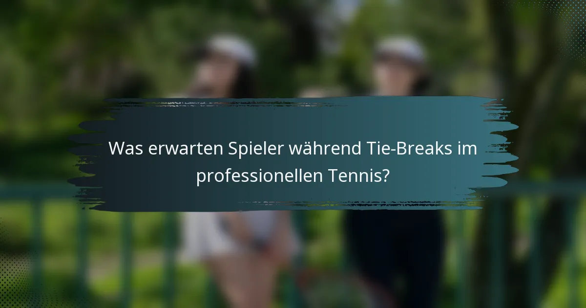 Was erwarten Spieler während Tie-Breaks im professionellen Tennis?