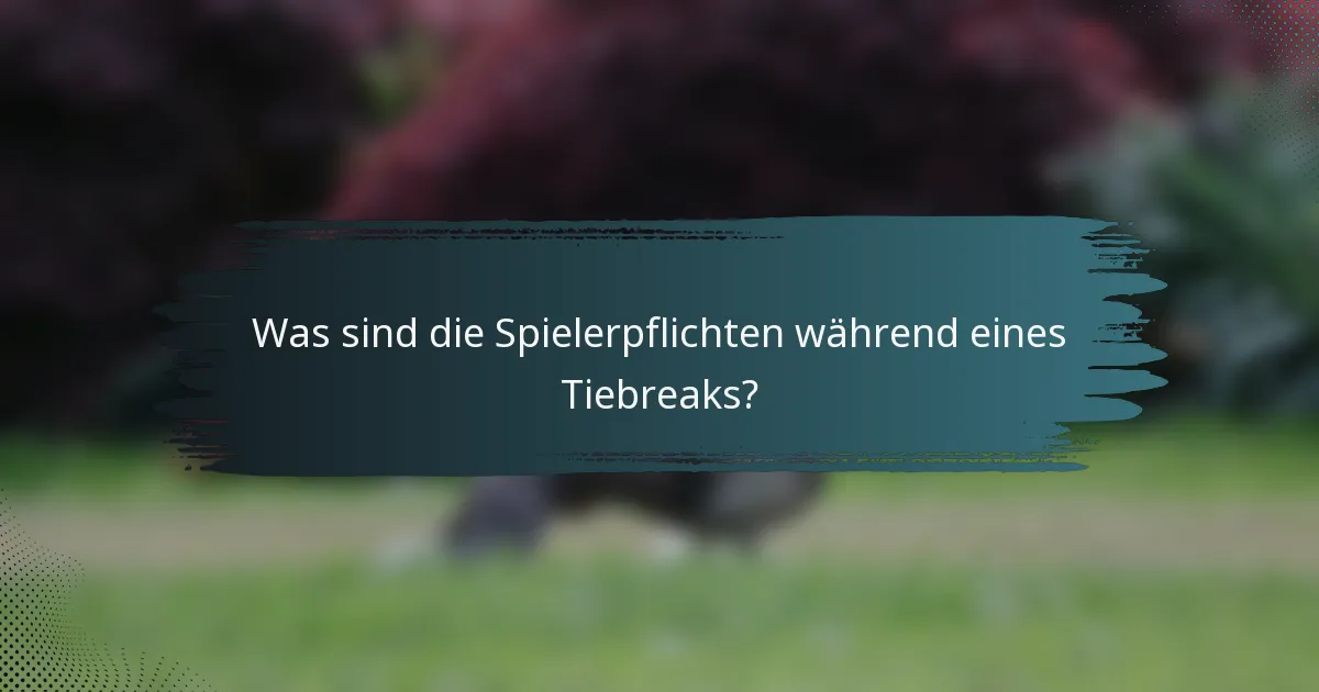 Was sind die Spielerpflichten während eines Tiebreaks?