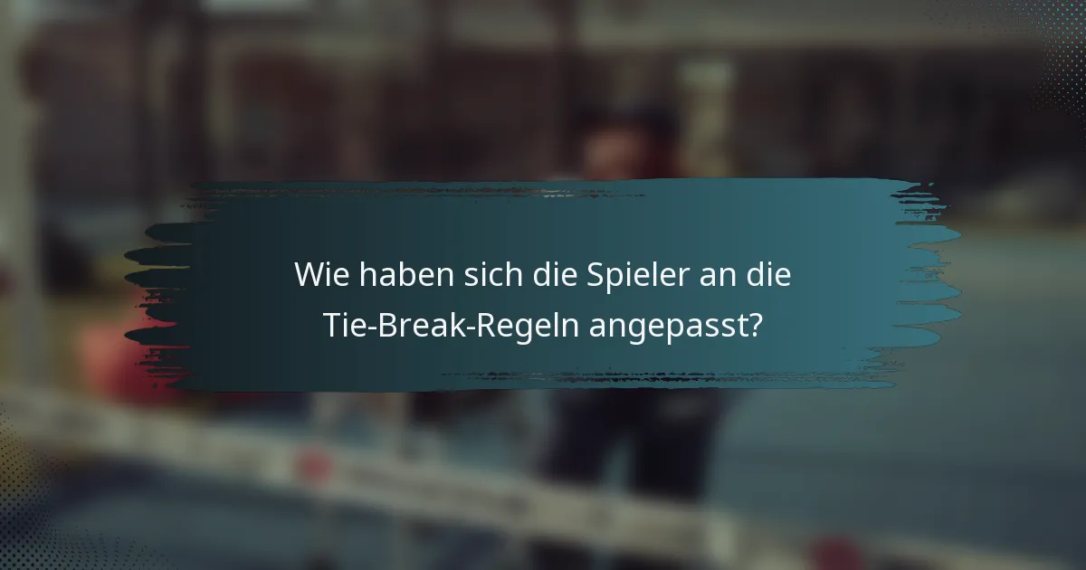 Wie haben sich die Spieler an die Tie-Break-Regeln angepasst?